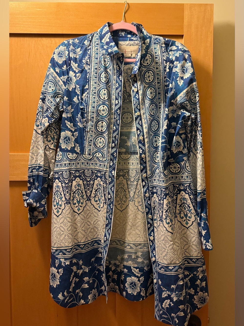 Anthropologie Printed V-Neck Buttonfront Shirtdress